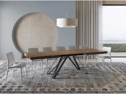 Mesa extensible 180/284x90 cm Terium efecto madera nogal patas antracita