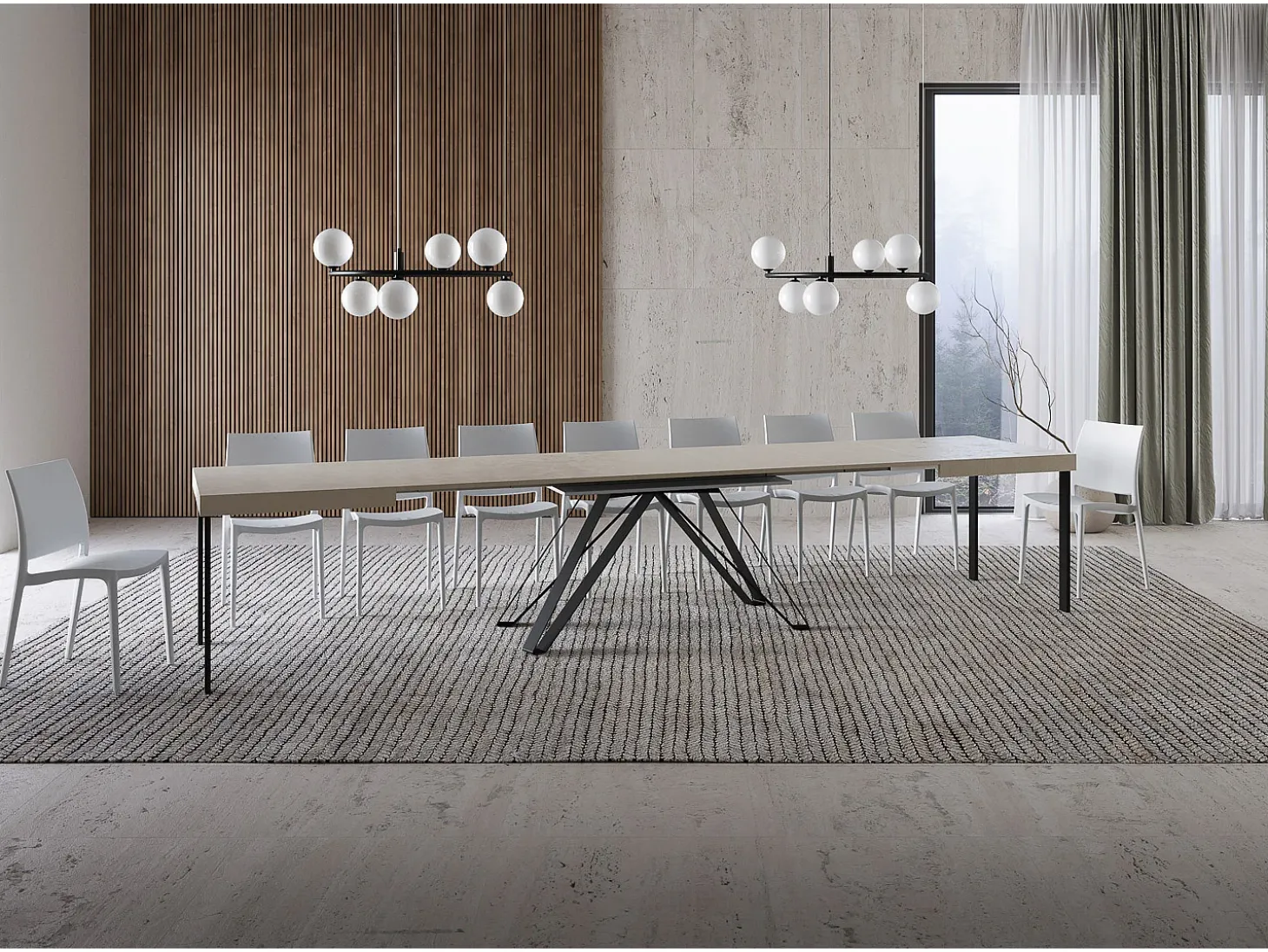 Mesa extensible 160/420X90 cm Terium cachemira patas antracita