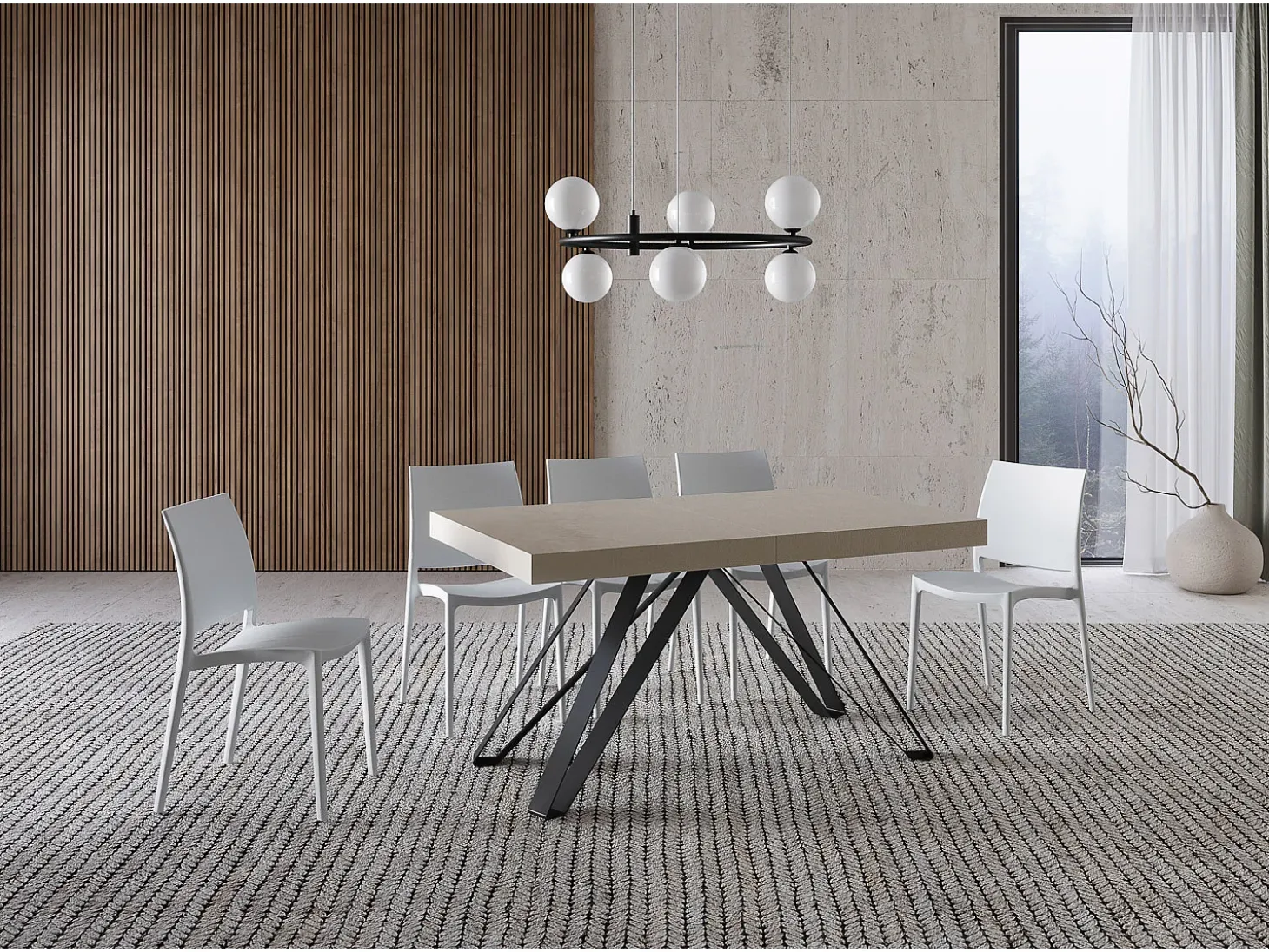 Mesa extensible 160/420X90 cm Terium cachemira patas antracita