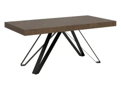 Mesa extensible 200/460x90 cm Terium efecto madera nogal patas antracita