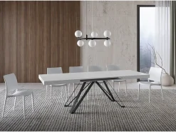 Mesa extensible 160/264x90 cm Terium efecto madera fresno blanco patas antracita