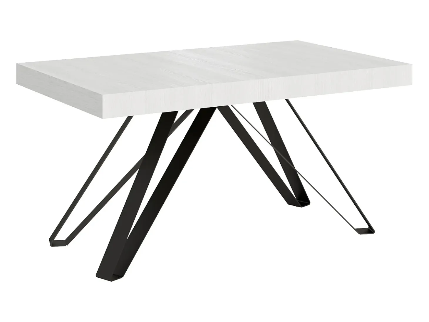 Mesa extensible 160/264x90 cm Terium efecto madera fresno blanco patas antracita