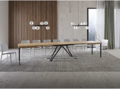 Mesa extensible 160/420X90 cm Terium efecto madera roble natural patas antracita