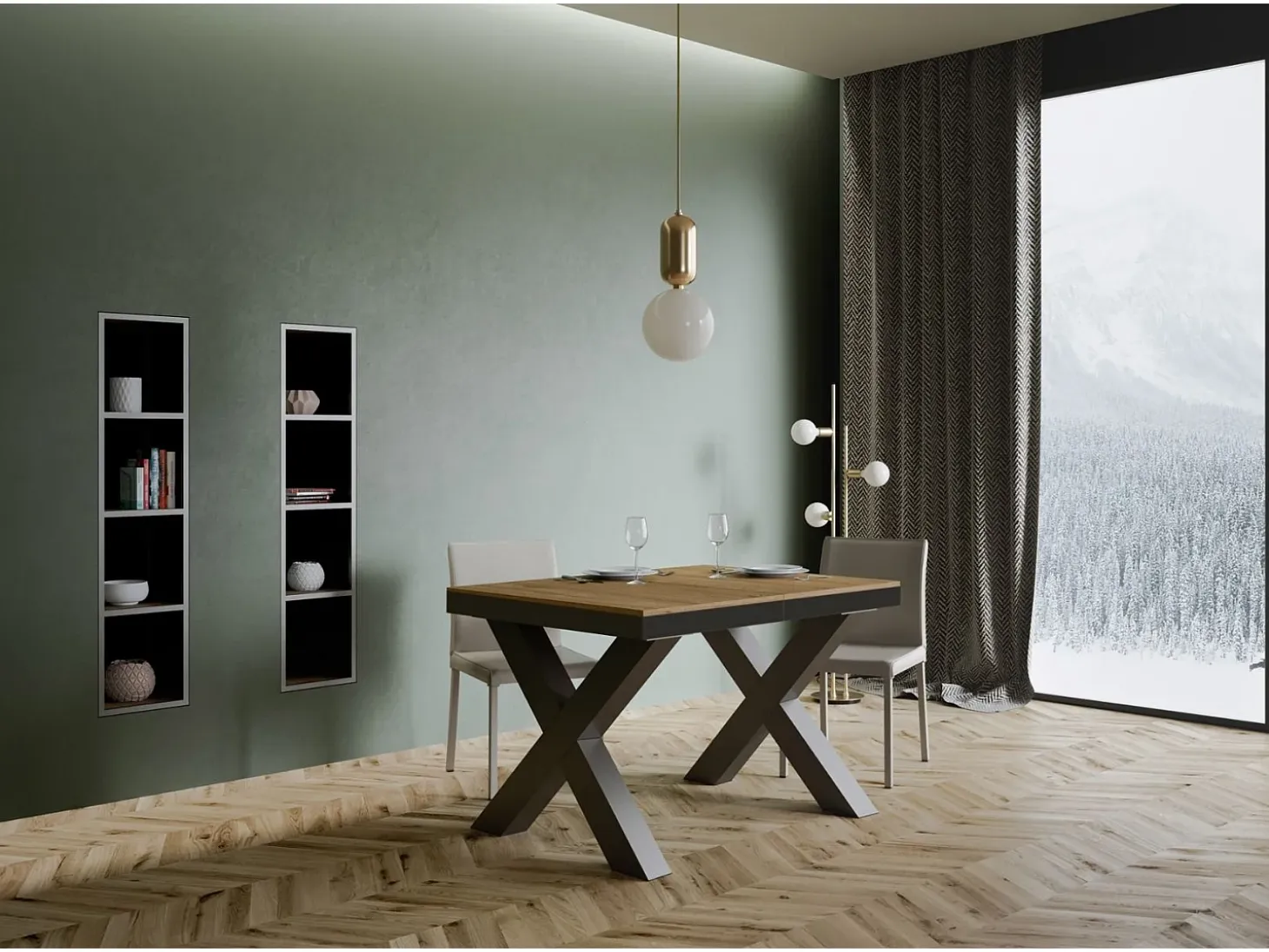 Mesa extensible 90x120/380 cm Traffic Evolution Roble Natural estructura Antracita