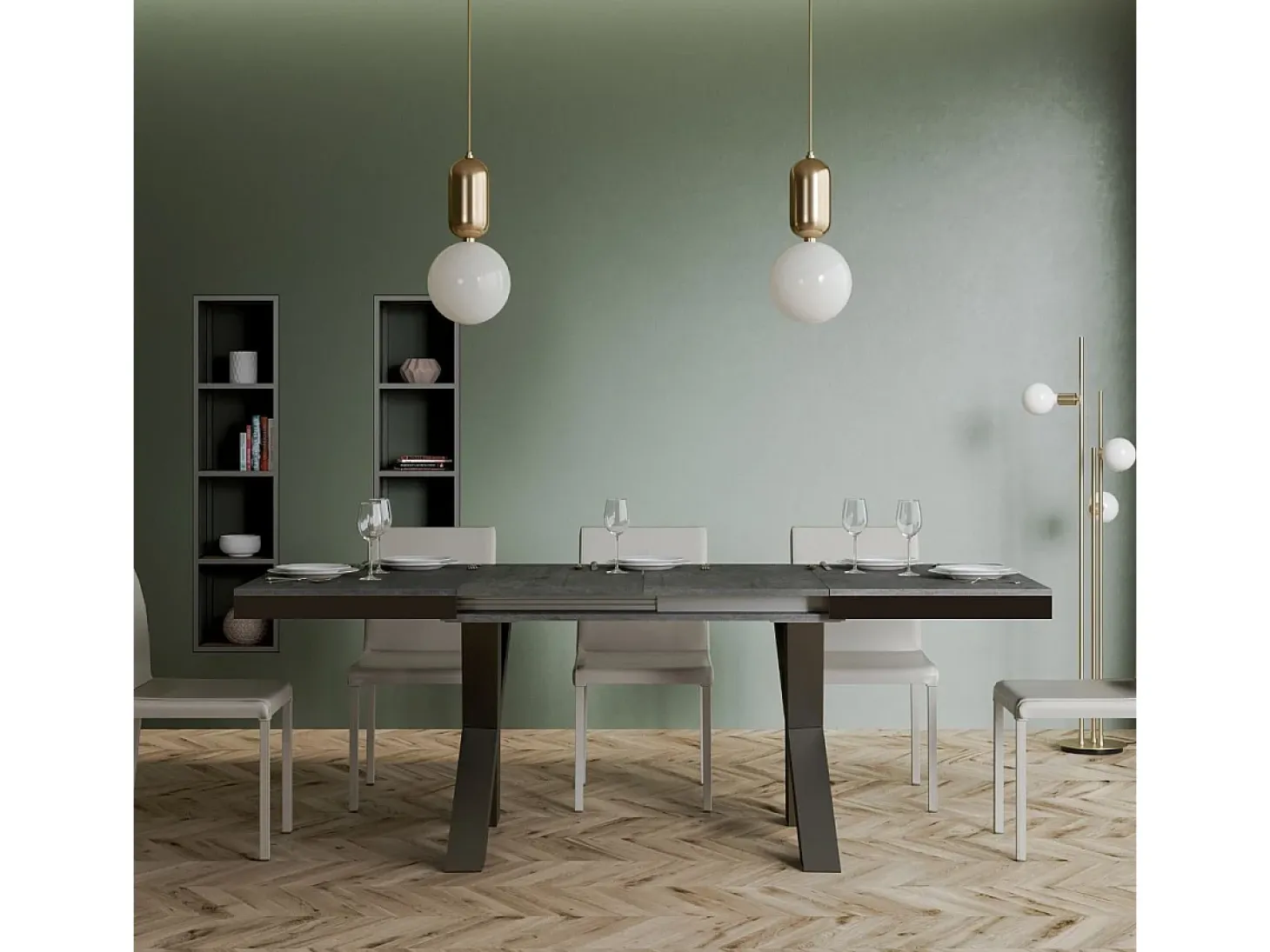Mesa extensible 90x180/440 cm Traffic Evolution Cemento estructura Antracita