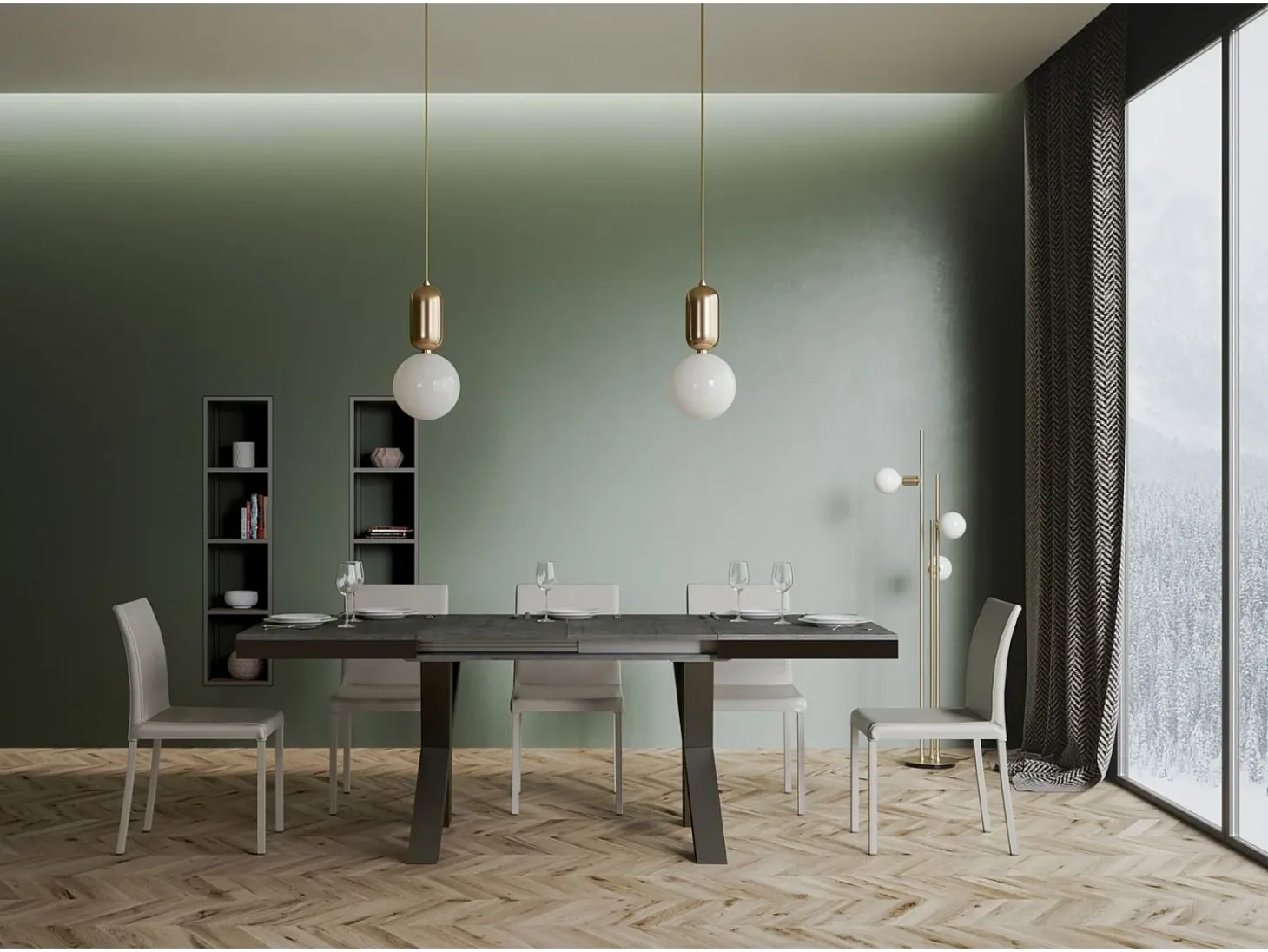 Mesa extensible 90x180/440 cm Traffic Evolution Cemento estructura Antracita