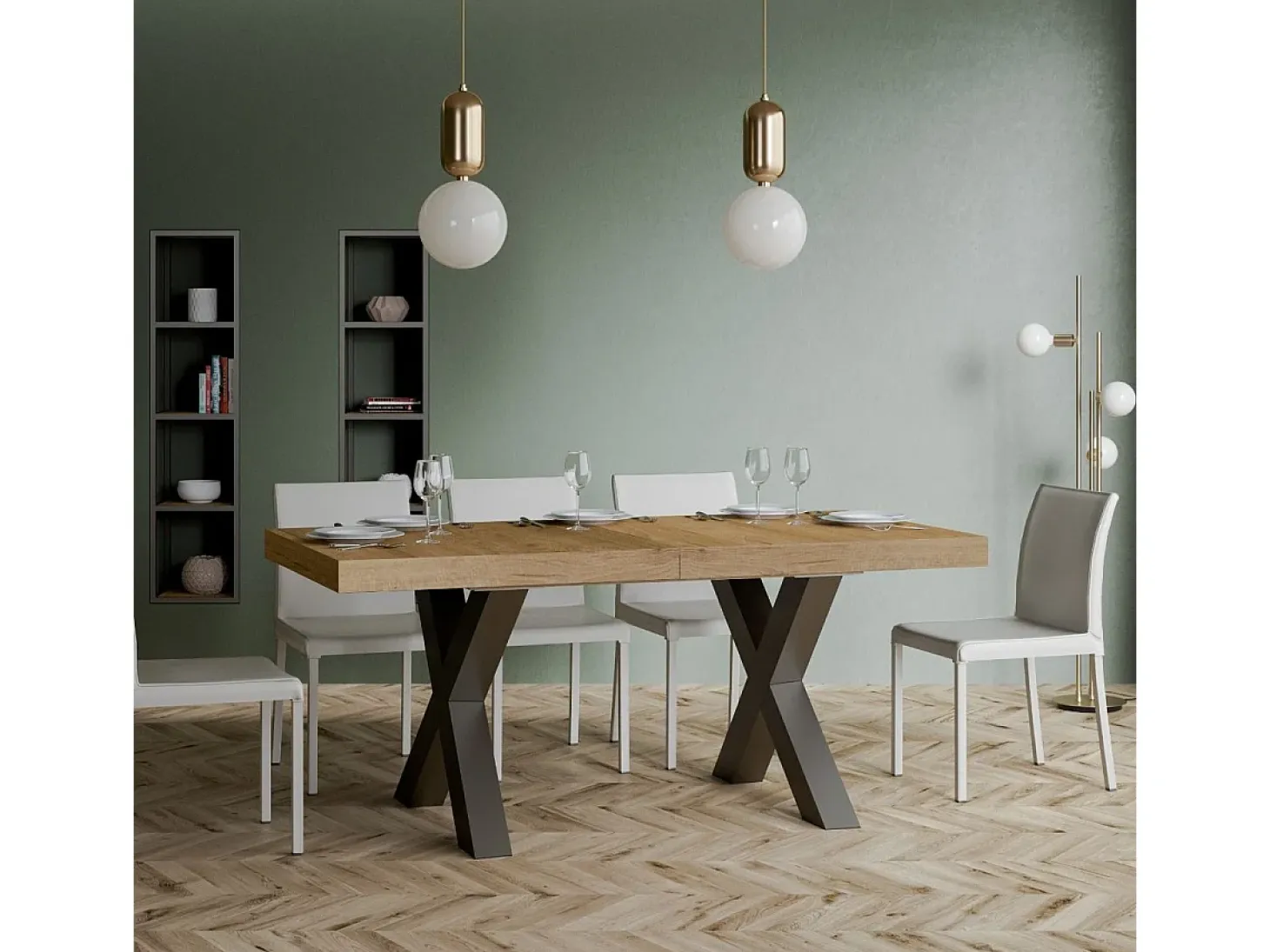 Mesa extensible 90x180/440 cm Traffic Roble Natural estructura Antracita