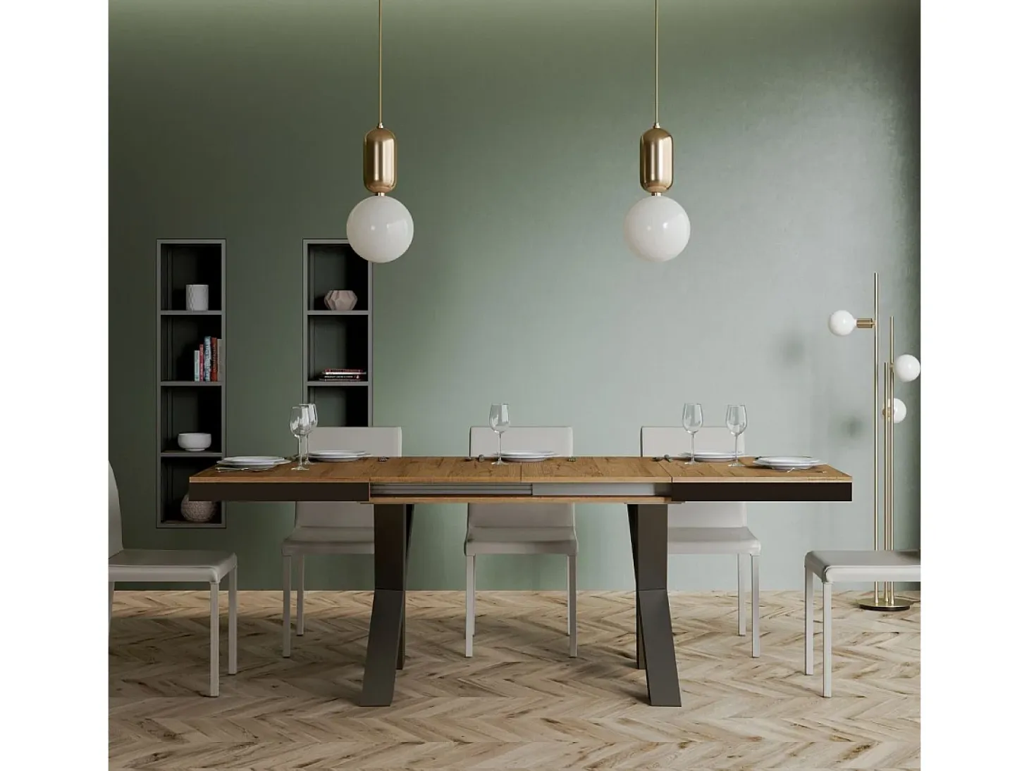 Mesa extensible 90x120/224 cm Traffic Evolution Roble Natural estructura Antracita