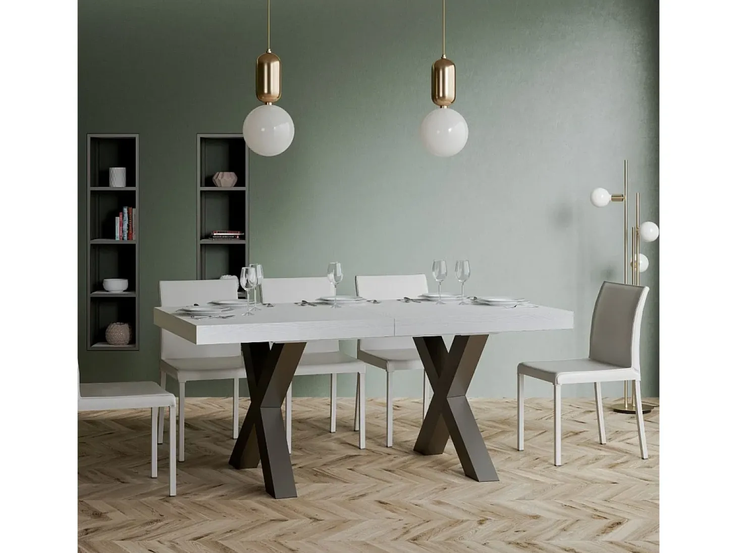Mesa extensible 90x200/460 cm Traffic Fresno Blanco estructura Antracita
