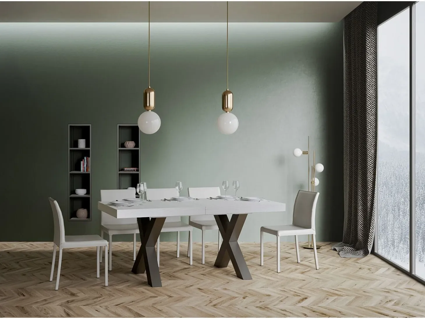 Mesa extensible 90x200/460 cm Traffic Fresno Blanco estructura Antracita