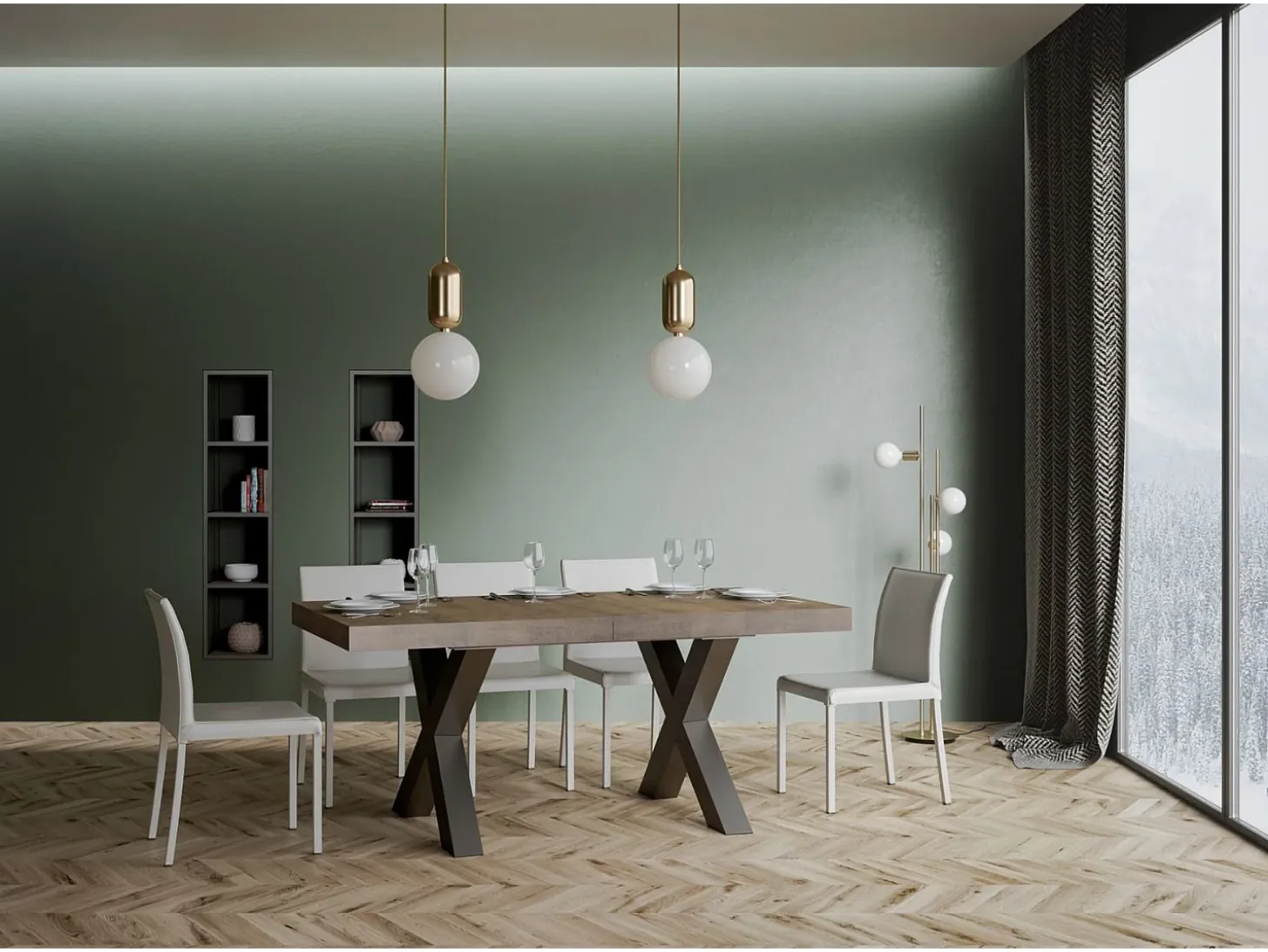Mesa extensible 90x180/440 cm Traffic Nogal estructura Antracita