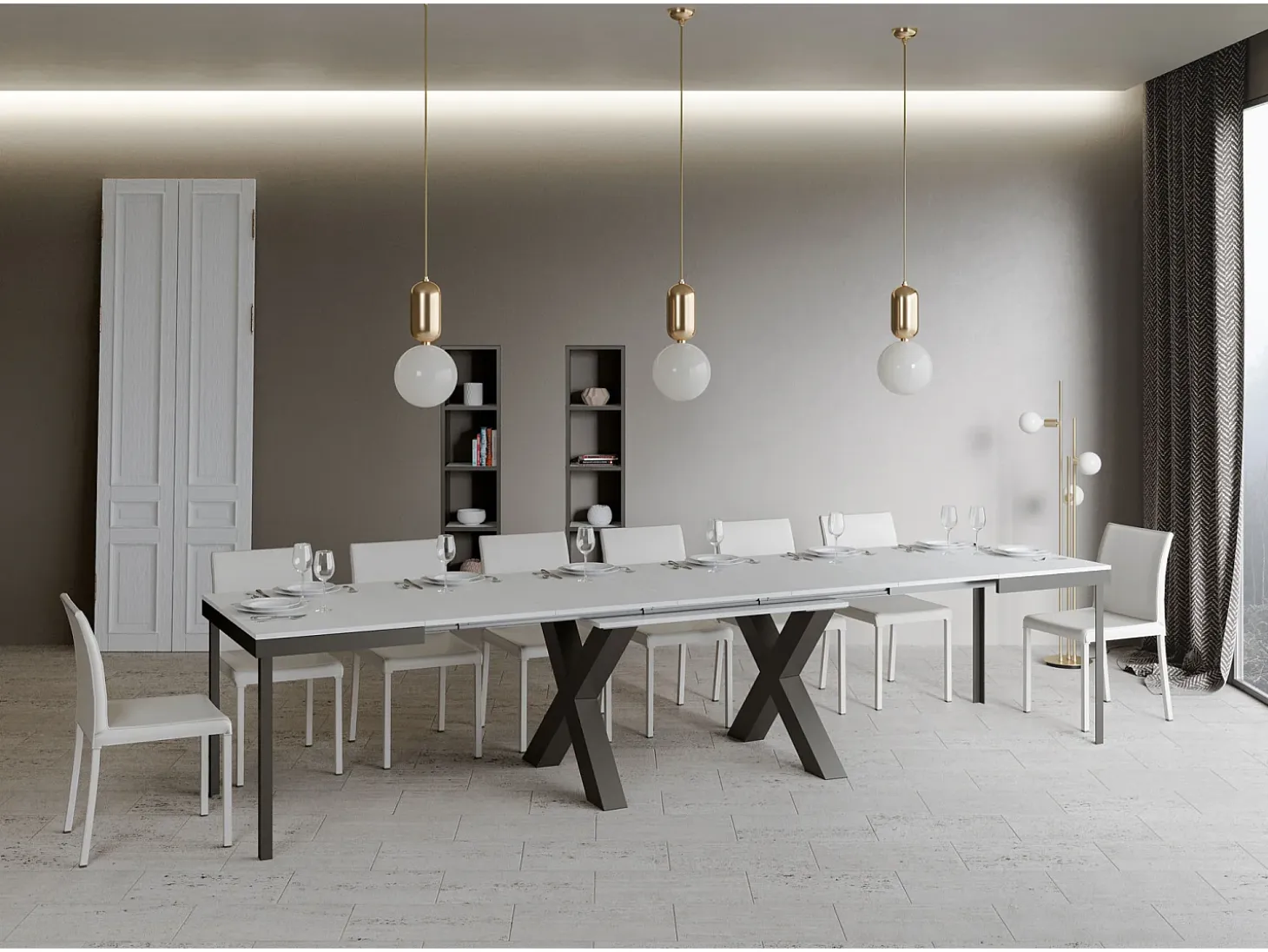 Mesa extensible 90x120/380 cm Traffic Evolution Fresno Blanco estructura Antracita