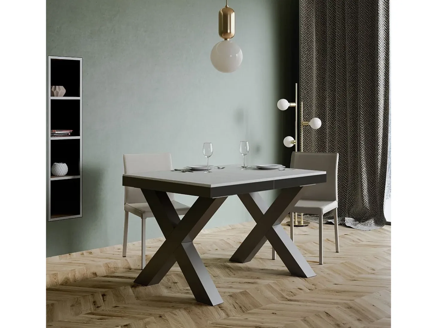 Mesa extensible 90x120/224 cm Traffic Evolution Fresno Blanco estructura Antracita