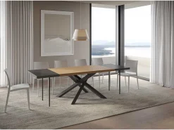 Mesa extensible 90x160/260 cm Versalux roble descortezado patas antracita