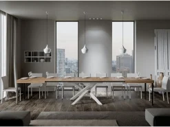 Mesa extensible 160/420x90 cm Volantis roble natural patas blancas