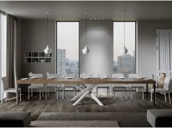 Mesa extensible 90x160/420 cm Volantis Premium Nogal estructura blanco