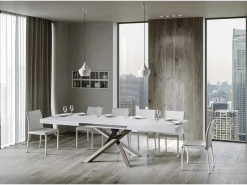Mesa extensible 130/234x90 cm Volantis fresno blanco patas multicolor 4/C