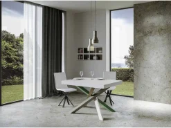 Mesa extensible 90x130/390 cm Volantis Premium Fresno Blanco estructura multicolor 4/A