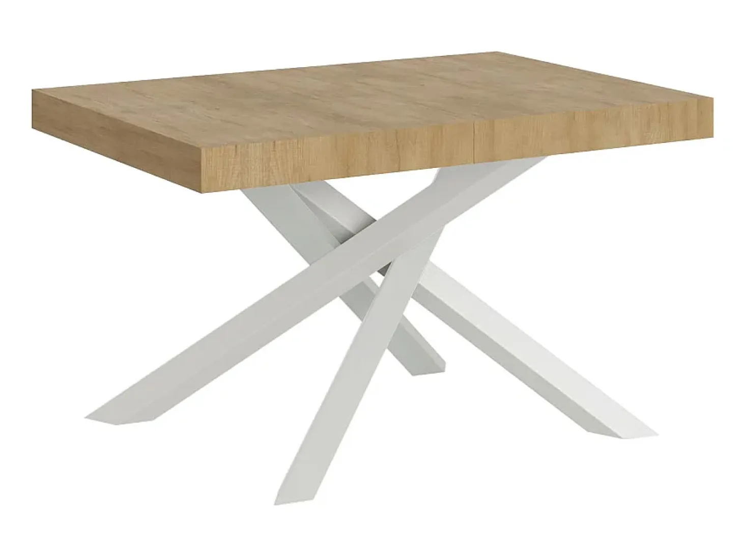 Mesa extensible 140/244x90 cm Volantis roble natural patas blancas