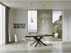 Mesa extensible 140/400x90 cm Volantis cemento patas antracita