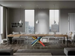 Mesa extensible 200/460x90 cm Volantis roble natural patas multicolor 4/B