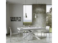 Mesa extensible 90x180/440 cm Volantis Premium Fresno Blanco estructura blanco
