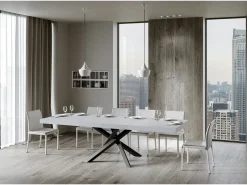 Mesa extensible 180/284x90 cm Volantis Premium fresno blanco patas antracita