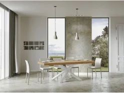 Mesa extensible 90x120/224 cm Volantis Premium Roble Natural estructura blanco