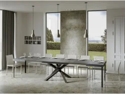 Mesa extensible 130/390x90 cm Volantis cemento patas antracita