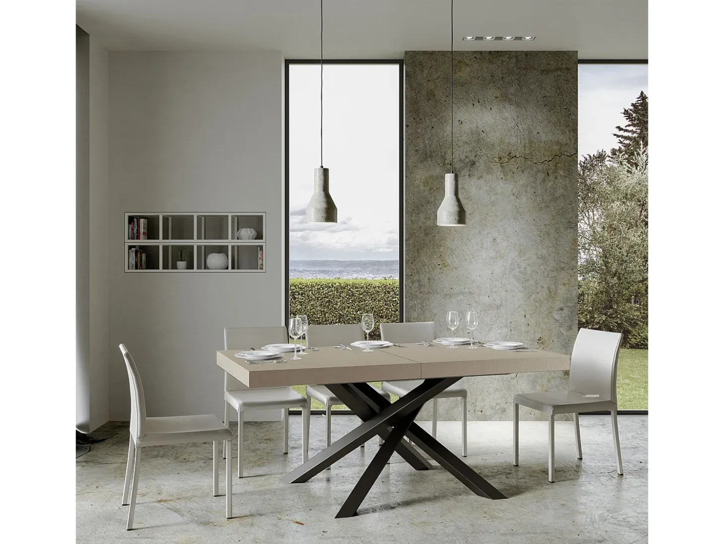 Mesa extensible 160/264x90 cm Volantis cachemira patas antracita