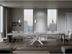Mesa extensible 90x160/420 cm Volantis Premium Cemento estructura blanco