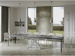 Mesa extensible 90x130/390 cm Volantis Premium Cemento estructura blanco