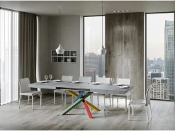 Mesa extensible 200/460x90 cm Volantis cemento patas multicolor 4/B
