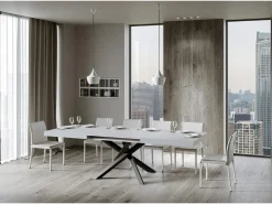 Mesa extensible 180/284x90 cm Volantis fresno blanco patas antracita