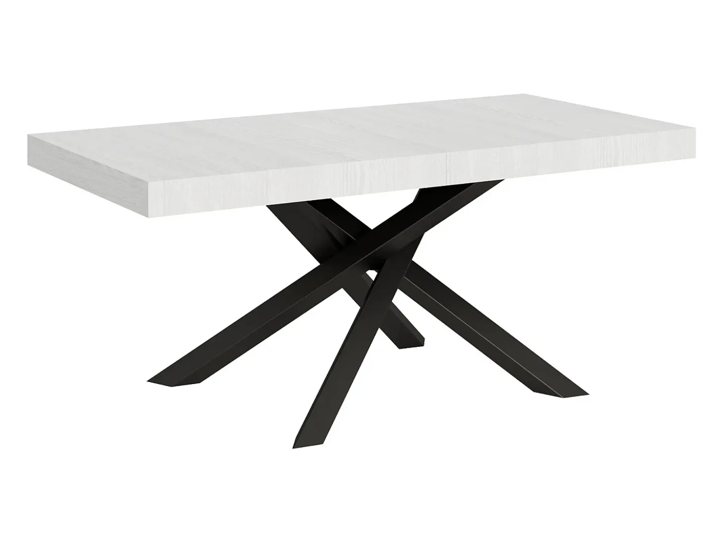 Mesa extensible 180/284x90 cm Volantis fresno blanco patas antracita