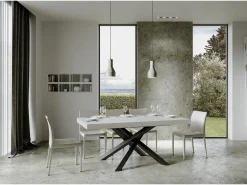 Mesa extensible 180/284x90 cm Volantis fresno blanco patas antracita