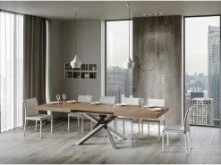 Mesa extensible 180/440x90 cm Volantis roble natural patas multicolor 4/C