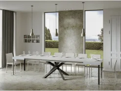 Mesa extensible 180/440x90 cm Volantis fresno blanco patas antracita