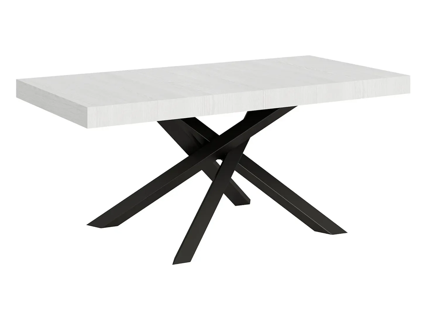 Mesa extensible 180/440x90 cm Volantis fresno blanco patas antracita