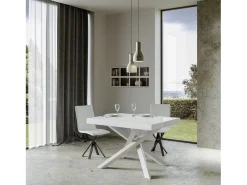 Mesa extensible 130/234x90 cm Volantis fresno blanco patas blancas