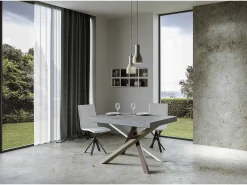 Mesa extensible 140/400x90 cm Volantis Premium cemento patas multicolor 4/C