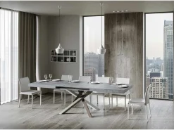 Mesa extensible 140/400x90 cm Volantis Premium cemento patas multicolor 4/C