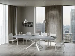 Mesa extensible 90x180/284 cm Volantis Premium Cemento estructura blanco