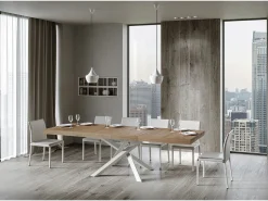 Mesa extensible 90x200/304 cm Volantis Premium Roble Natural estructura blanco