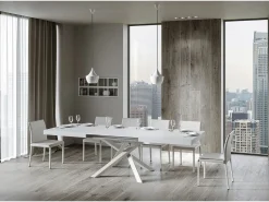 Mesa extensible 180/284x90 cm Volantis fresno blanco patas blancas