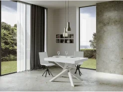 Mesa extensible 90x140/244 cm Volantis Premium Fresno Blanco estructura blanco