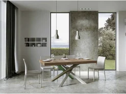 Mesa extensible 180/440x90 cm Volantis roble natural patas multicolor 4/A