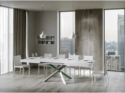 Mesa extensible 120/380x90 cm Volantis fresno blanco patas multicolor 4/A