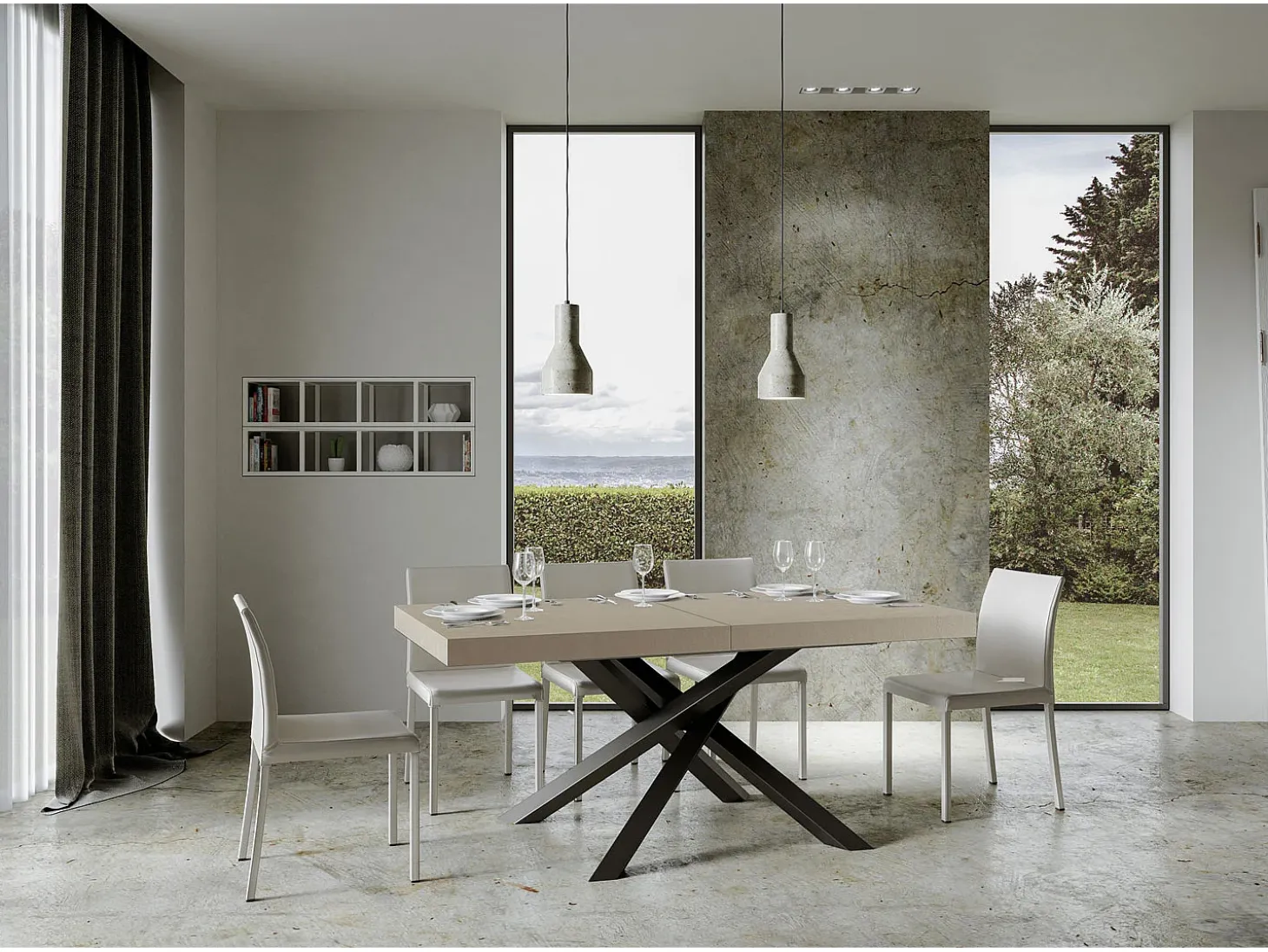 Mesa extensible 180/440x90 cm Volantis cachemira patas antracita