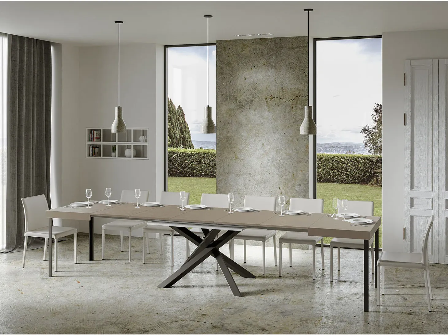 Mesa extensible 180/440x90 cm Volantis cachemira patas antracita